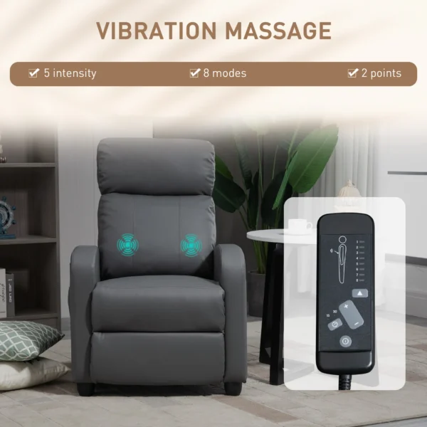 Relaxsessel Fernsehsessel Mit Vibrationsmassage, Liegefunktion, 2 Massagepunkte, Fernbedienung, 68 X 88 X 98 Cm Grau