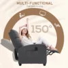 Relaxsessel Fernsehsessel Mit Vibrationsmassage, Liegefunktion, 2 Massagepunkte, Fernbedienung, 68 X 88 X 98 Cm Grau