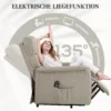 Relaxsessel Mit Aufstehhilfe, Verstellbare Rückenlehne/Fußstütze, Bis 120 Kg, 66 X 90 X 96 Cm, Beige