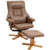Relaxsessel Mit Hocker, 360° Drehbar, 135° Neigbar, Atmungsaktiver Bezug, 78 X 82,5 X 109 Cm, Braun
