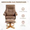 Relaxsessel Mit Hocker, 360° Drehbar, 135° Neigbar, Atmungsaktiver Bezug, 78 X 82,5 X 109 Cm, Braun