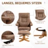 Relaxsessel Mit Hocker, 360° Drehbar, 135° Neigbar, Atmungsaktiver Bezug, 78 X 82,5 X 109 Cm, Braun
