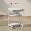 Roll Schreibtisch Mit Schublade Und Regalen, 4 Räder, Kompakt, Spanplatte, Metall