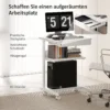 Roll Schreibtisch Mit Schublade Und Regalen, 4 Räder, Kompakt, Spanplatte, Metall