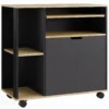 Rollender Küchenwagen Mit Stauraum, Schrank, Verstellbare Regale, Für Küche, Wohnzimmer, Esszimmer, Schwarz