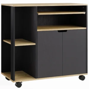 Rollender Küchenwagen Mit Stauraum, Schrank, Verstellbare Regale, Für Küche, Wohnzimmer, Esszimmer, Schwarz