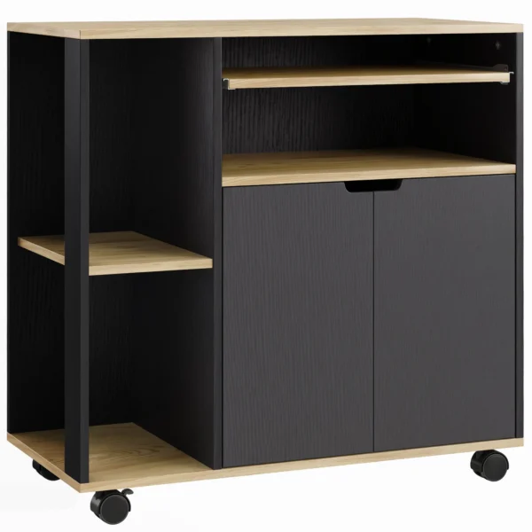 Rollender Küchenwagen Mit Stauraum, Schrank, Verstellbare Regale, Für Küche, Wohnzimmer, Esszimmer, Schwarz