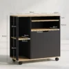 Rollender Küchenwagen Mit Stauraum, Schrank, Verstellbare Regale, Für Küche, Wohnzimmer, Esszimmer, Schwarz