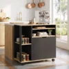 Rollender Küchenwagen Mit Stauraum, Schrank, Verstellbare Regale, Für Küche, Wohnzimmer, Esszimmer, Schwarz