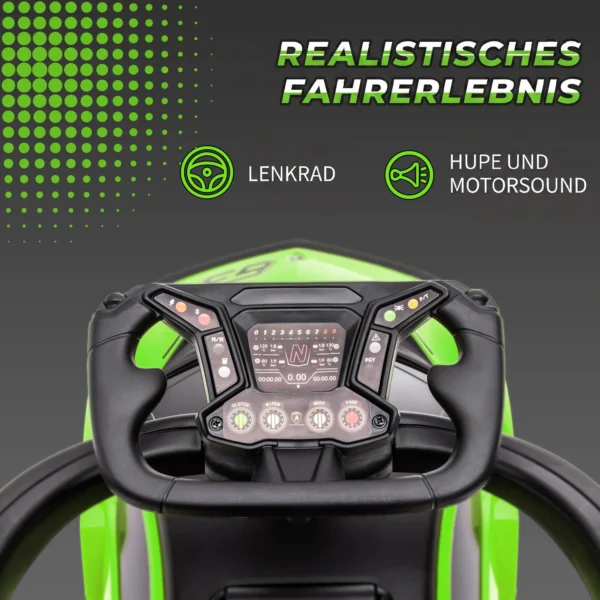 Rutschauto Mit Schiebstange 2 in 1 Rutschfahrzeug Mit Lenkrad Mit Hupe Fußstütze Sitzstauraum Grün