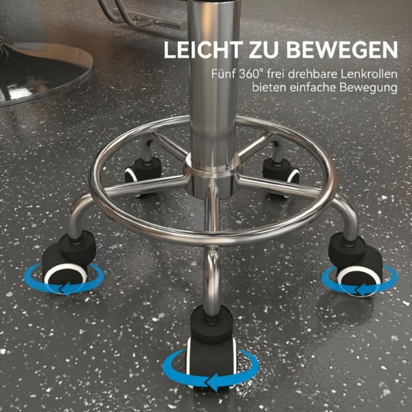 Salonhocker, Höhenverstellbar, Kunstleder, Bis 110 Kg, Ø42x50 64H Cm, Weiß