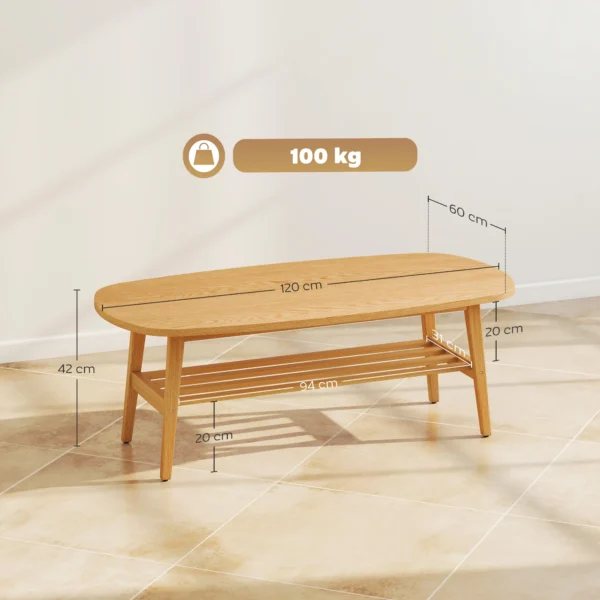 Salontafel Met Opbergruimte, Koffietafel Voor Woonkamer, Slaapkamer, 120 X 60 X 42 Cm, Natuurhout