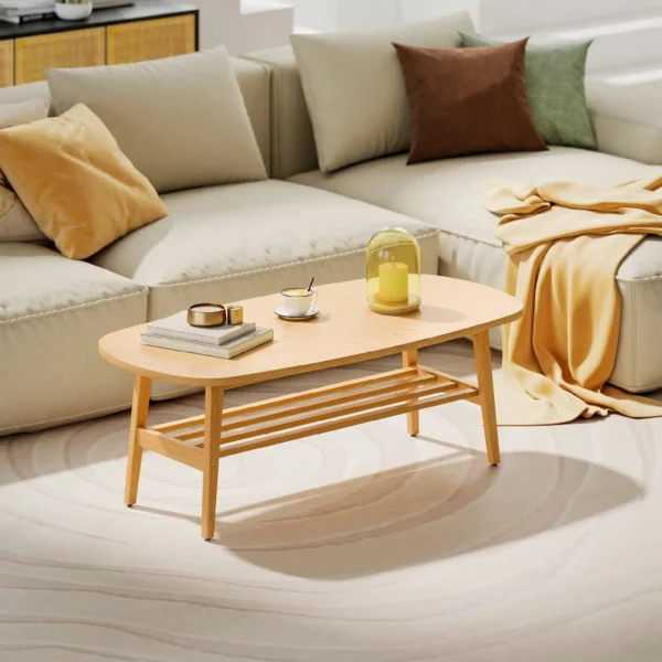 Salontafel Met Opbergruimte, Koffietafel Voor Woonkamer, Slaapkamer, 120 X 60 X 42 Cm, Natuurhout