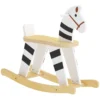 Schaukelpferd, Kinder Schaukeltier Mit Haltegriffen Rückenlehne Im Ponyform Für Kinder Von 1,5–3 Jahren Schwarz+Weiß