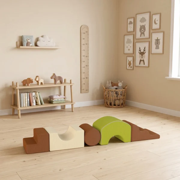 Schaumstoff Bausteine 5 tlg. Softbausteine Kinder Bausteinset Mit Cord Optik Rutschfestem Boden Bunt