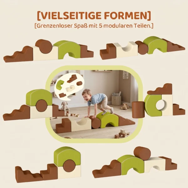 Schaumstoff Bausteine 5 tlg. Softbausteine Kinder Bausteinset Mit Cord Optik Rutschfestem Boden Bunt