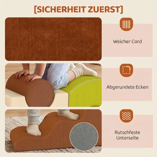 Schaumstoff Bausteine 5 tlg. Softbausteine Kinder Bausteinset Mit Cord Optik Rutschfestem Boden Bunt