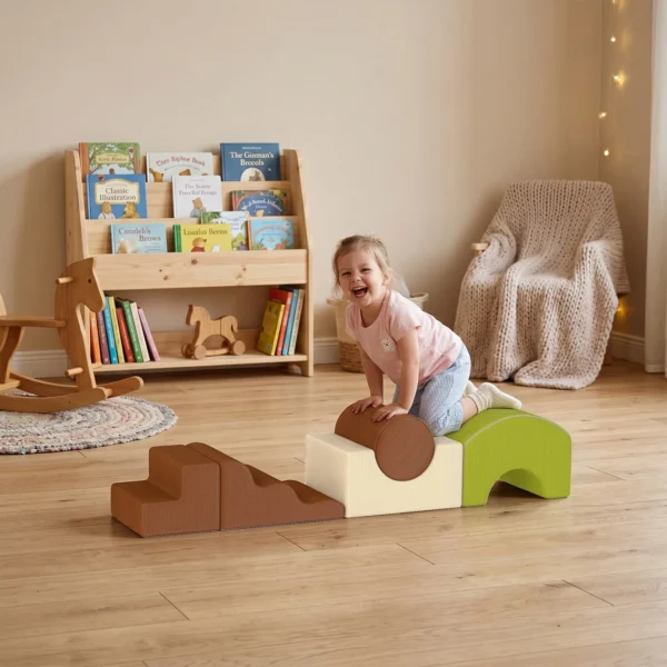 Schaumstoff Bausteine 5 tlg. Softbausteine Kinder Bausteinset Mit Cord Optik Rutschfestem Boden Bunt