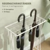 Schirmständer Mit Herausnehmbarer Tropfwasserschale, Regenschirmständer Mit 21 Öffnungen Und 24 Haken, Stahl, Weiß