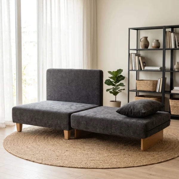 Schlafsessel 2 in 1 Mit Bettfunktion, Schlafsofa Mit 2 Waschbaren Kissen, Seitentaschen Für Wohnzimmer, Schlafzimmer