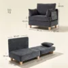 Schlafsessel 2 in 1 Mit Bettfunktion, Schlafsofa Mit 2 Waschbaren Kissen, Seitentaschen Für Wohnzimmer, Schlafzimmer