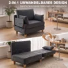 Schlafsessel 2 in 1 Mit Bettfunktion, Schlafsofa Mit 2 Waschbaren Kissen, Seitentaschen Für Wohnzimmer, Schlafzimmer