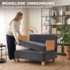 Schlafsessel 2 in 1 Mit Bettfunktion, Schlafsofa Mit 2 Waschbaren Kissen, Seitentaschen Für Wohnzimmer, Schlafzimmer