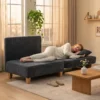 Schlafsessel 2 in 1 Mit Bettfunktion, Schlafsofa Mit 2 Waschbaren Kissen, Seitentaschen Für Wohnzimmer, Schlafzimmer