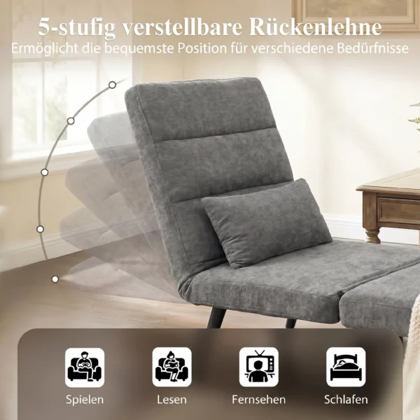 Schlafsessel 3 In 1 Klappbar Sessel Mit Schlaffunktion, 186 X 60 Cm Schlafsessel Mit 5 stufig Verstellbarer Rückenlehne