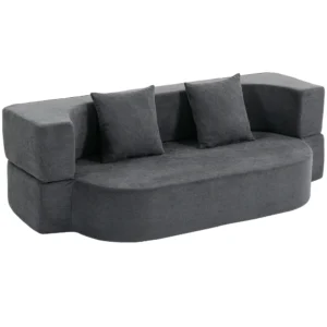 Schlafsofa, Bodensofa Ohne Gestell Mit Dickem, Hochdichtem Schaumstoff, Breitem Und Tiefem Sitz, Dunkelgrau