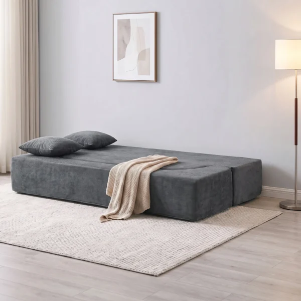 Schlafsofa, Bodensofa Ohne Gestell Mit Dickem, Hochdichtem Schaumstoff, Breitem Und Tiefem Sitz, Dunkelgrau