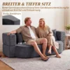 Schlafsofa, Bodensofa Ohne Gestell Mit Dickem, Hochdichtem Schaumstoff, Breitem Und Tiefem Sitz, Dunkelgrau