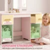 Schminktisch Kinder, 2 In 1 Kinderschminktisch Schreibtisch Mit Hocker 2 Schubladen 2 Schränken Abnehmbarem Spiegel Rosa