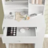 Schminktisch Mit Spiegel, Schublade, 3 stufige Seitenablage, Spanplatte, Weiß