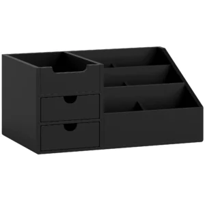 Schreibtischorganizer 2 Schubladen Aufbewahrungsbox Büro Box Organisation Schwarz 33 X 20,5 X 15,5 Cm