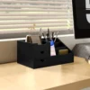 Schreibtischorganizer 2 Schubladen Aufbewahrungsbox Büro Box Organisation Schwarz 33 X 20,5 X 15,5 Cm