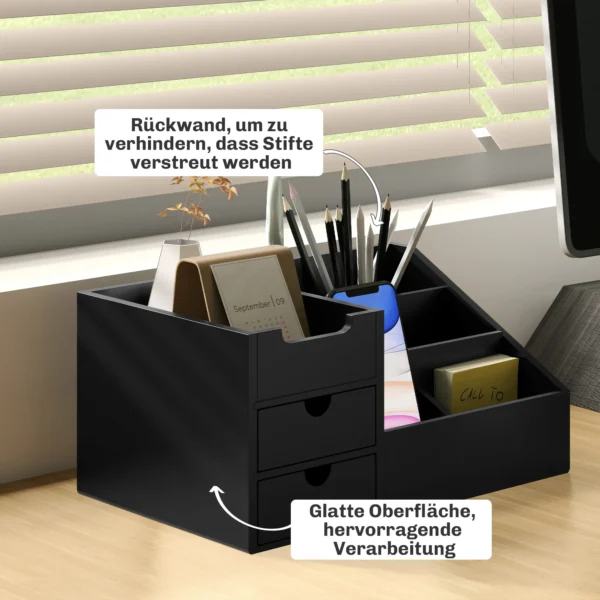 Schreibtischorganizer 2 Schubladen Aufbewahrungsbox Büro Box Organisation Schwarz 33 X 20,5 X 15,5 Cm