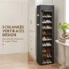 Schuhregal Aus Metall Mit Staubdichtem Stoffbezug, Für Bis Zu 20 Paar Schuhe, 45 X 30 X 175 Cm, Schwarz
