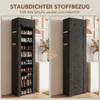 Schuhregal Aus Metall Mit Staubdichtem Stoffbezug, Für Bis Zu 20 Paar Schuhe, 45 X 30 X 175 Cm, Schwarz