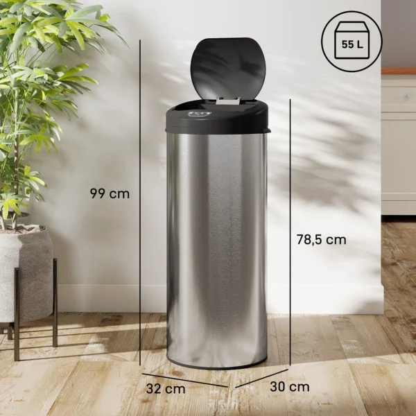 Sensor Mülleimer 55L Berührungsloser Abfalleimer Mit Soft Close Deckel Aus Edelstahl Für Küche Fitnessstudio