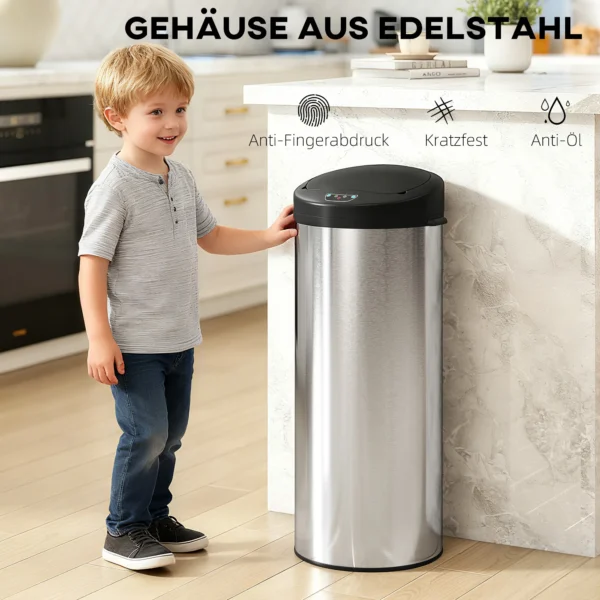 Sensor Mülleimer 55L Berührungsloser Abfalleimer Mit Soft Close Deckel Aus Edelstahl Für Küche Fitnessstudio
