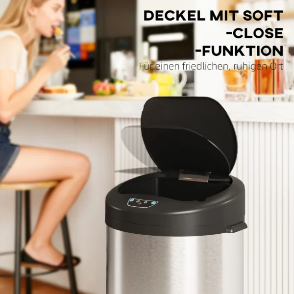 Sensor Mülleimer 55L Berührungsloser Abfalleimer Mit Soft Close Deckel Aus Edelstahl Für Küche Fitnessstudio
