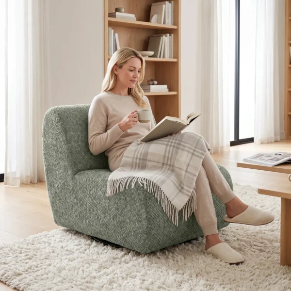 Sessel Drehbarer Loungesessel Mit Chenille Optik, Breiter Sitzfläche, Für Wohnzimmer, Schlafzimmer, Grau