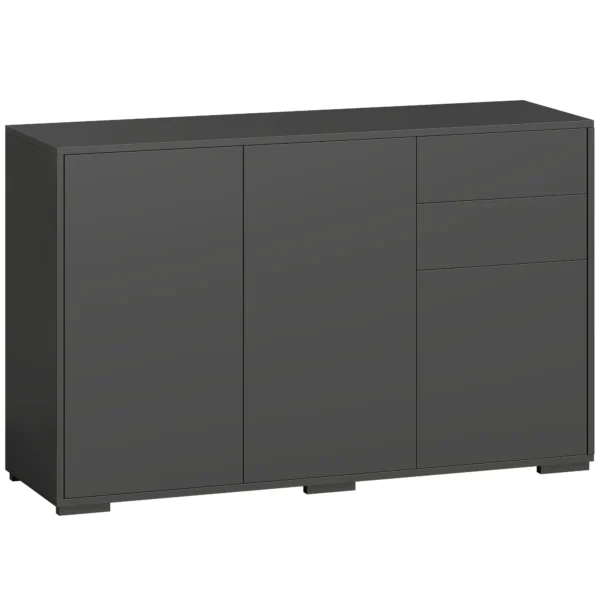 Sideboard Kommode Anrichte, 2 Schubladen, Push Click, 117 Cm X 36 Cm X 74 Cm, Schwarz