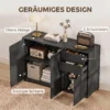 Sideboard Kommode Anrichte, 2 Schubladen, Push Click, 117 Cm X 36 Cm X 74 Cm, Schwarz