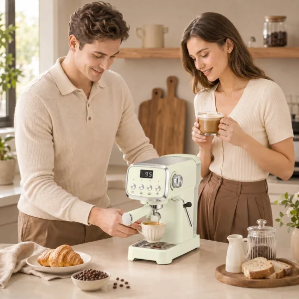 Siebträgermaschine 20 Bar Espressomaschine Mit Milchaufschäumer Und 1,2L Abnehmbaren Wassertank Für Espresso