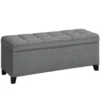 Sitzbank Mit Stauraum, Polsterbank 120x40x48 Cm Mit Sicherheits Scharniern, Leinenoptik, Dunkelgrau