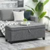 Sitzbank Mit Stauraum, Polsterbank 120x40x48 Cm Mit Sicherheits Scharniern, Leinenoptik, Dunkelgrau