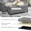 Sitzbank Mit Stauraum, Polsterbank 120x40x48 Cm Mit Sicherheits Scharniern, Leinenoptik, Dunkelgrau
