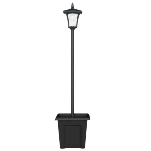 Solar Gartenlaterne, Wetterfeste Wegleuchte 160 Cm Hoch, Mit LED, 10 Std. Beleuchtung, IP44, Für Außen, Schwarz